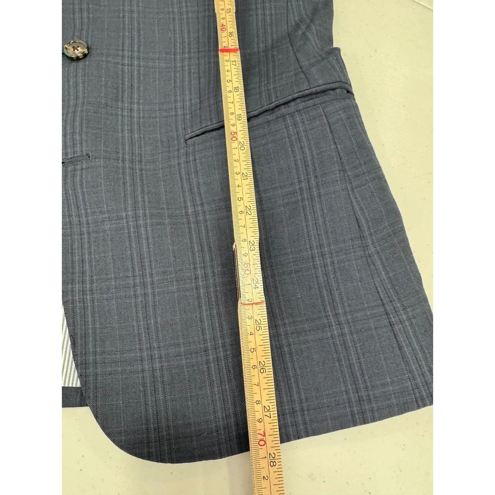 Todd Snyder Mens Blue Plaid Mayfair Fit Wool Blazer Sport Coat 36R